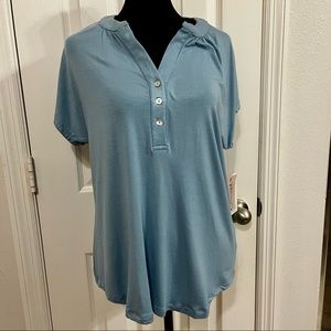 NWT Philosophy Republic Clothing hi lo short sleeve top ocean breeze blue XS